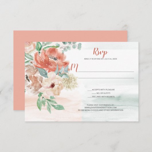 咲き誇るサンザシの水彩花イラスト RSVP (正面/裏面)