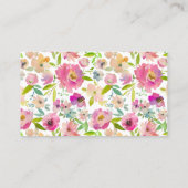 咲き誇るシックなピンクの花の予約席 ウェディング プレイスカード (裏面)