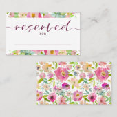 咲き誇るシックなピンクの花の予約席 ウェディング プレイスカード (正面/裏面)