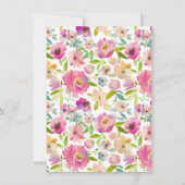 咲き誇るシックなミントとブッシュの花のヘキサゴンウェディング 招待状 (裏面)