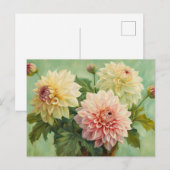 咲き誇るダリアの花のイラスト ポストカード (正面/裏面)
