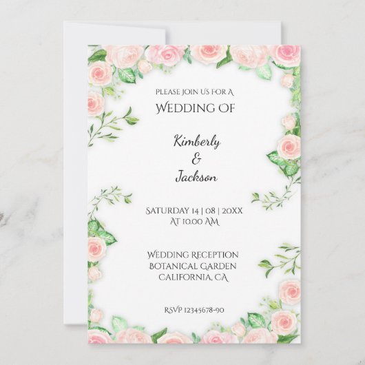 咲き誇るバラ 招待状 (正面)