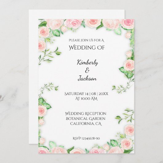 咲き誇るバラ 招待状 (正面/裏面)