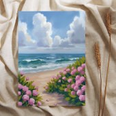 咲き誇るビーチ | ピンクの紫陽花 海 オーシャン カード