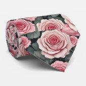 咲き誇るピンクのバラ ネクタイ (ロール)