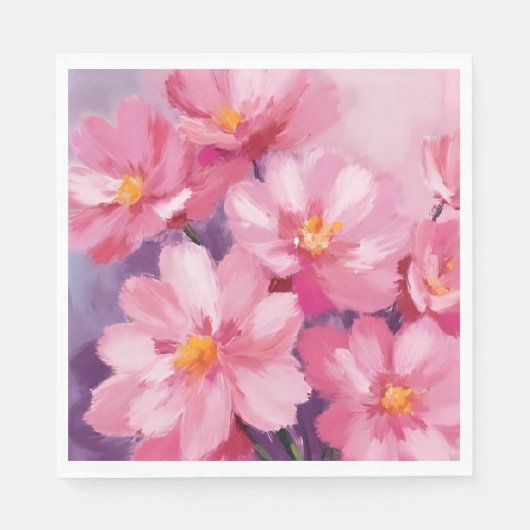 咲き誇るピンクの花びら | 花の水彩画 スタンダードランチョンナプキン (正面)
