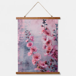咲き誇るピンクの花 吊り下げ型タペストリー
