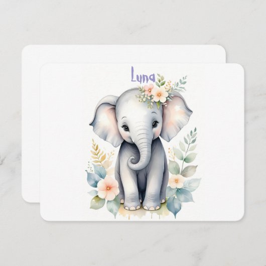 咲き誇るベイビーエレファント 招待状 (正面/裏面)