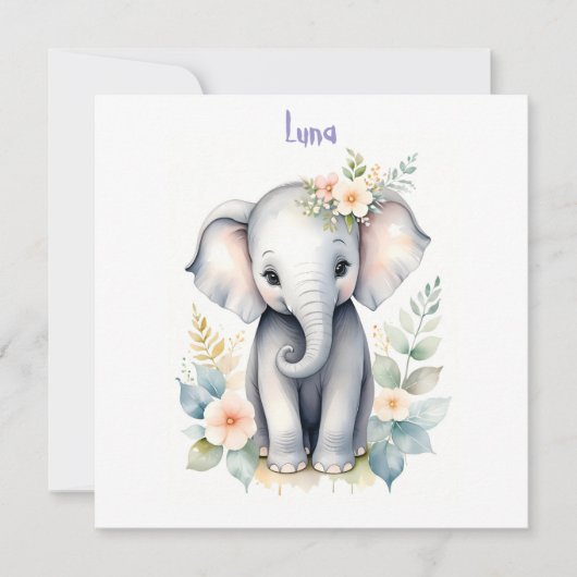 咲き誇るベイビーエレファント 招待状 (正面)