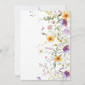 咲き誇るベイビー イエロー & ヴィオレット ワイルドフラワーズ シャワー 招待状 (裏面)