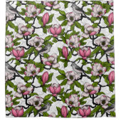 咲き誇るホオノキとタイトネズミ シャワーカーテン (正面)