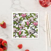 咲き誇るホオノキとタイトネズミ スタンダードカクテルナプキン (インサイチュ)