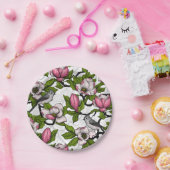 咲き誇るホオノキとタイトネズミ ペーパープレート (パーティー)