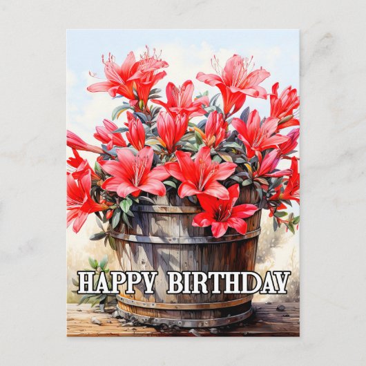 咲き誇るリリーの花のイラスト ポストカード (正面)