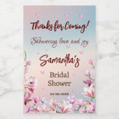 咲き誇るロマンス - ピンクのマグノリア ブライダルシャワー ワインラベル (シングルラベル)