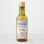 咲き誇るロマンス - ピンクのマグノリア ブライダルシャワー ワインラベル (正面)