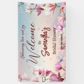 咲き誇るロマンス - ブライダルシャワーウェルカム 横断幕 (縦)