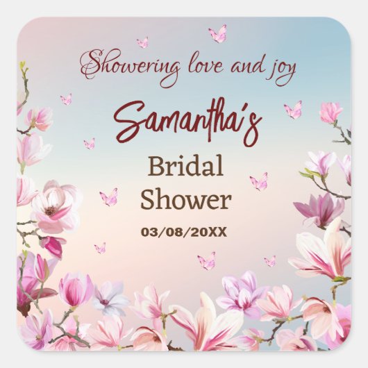 咲き誇るロマンス - ブライダルシャワーシール スクエアシール (正面)