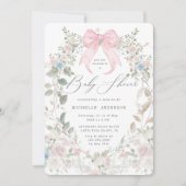 咲き誇る庭の花のパステルベビーシャワー 招待状 (正面)