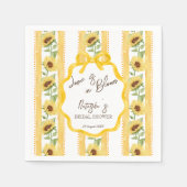 咲き誇る愛のひまわり ウェディングシャワーモノグラム スタンダードカクテルナプキン (正面)