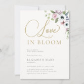 咲き誇る愛のアネモネ　ゴールドの花嫁シャワーのお知らせ 招待状 (正面)