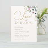 咲き誇る愛のアネモネ　ゴールドの花嫁シャワーのお知らせ 招待状 (スタンド正面)