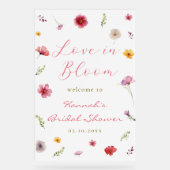 咲き誇る愛のブライダルシャワーウェルカム アクリルサイン (正面)