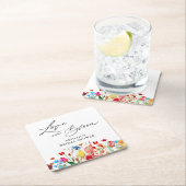 咲き誇る愛のワイルドフラワー ブライダルシャワーのお土産 スクエアペーパーコースター (インサイチュ)