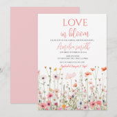 咲き誇る愛の春の花々 夏のブライダルシャワー 招待状 (正面/裏面)