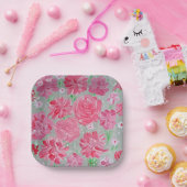 咲き誇る愛の花柄ペーパープレート ペーパープレート (パーティー)