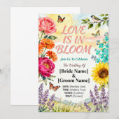 咲き誇る愛 - エレガントな花の結婚式招待状 招待状 (正面/裏面)