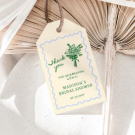 咲き誇る愛 ブルーグリーン ブライダルシャワー 感謝 ギフトタグ