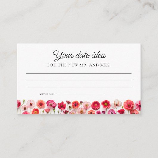 咲き誇る愛 ワイルドフラワーデートナイトのアイデア エンクロージャーカード (正面)