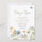 咲き誇る春のワイルドフラワーベイビーシャワー 招待状 (正面)