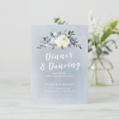 咲き誇る植物のダスティーブルーの花の歓迎 招待状 (スタンド正面)