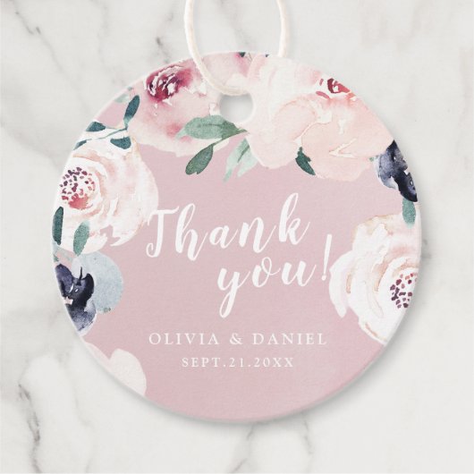 咲き誇る植物のピンクの花の感謝 フェイバータグ (正面)