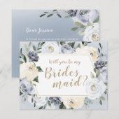 咲き誇る植物の灰色　私のウェディングパーティーになってくれますか 招待状 (正面/裏面)