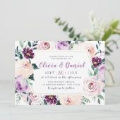 咲き誇る植物の紫の花の結婚式 招待状 (スタンド正面)