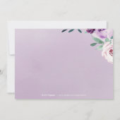 咲き誇る植物の紫の花の結婚式 招待状 (裏面)