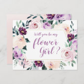 咲き誇る植物の美しさ よろしければ私のフラワーガールになってくれませんか 招待状 (正面/裏面)