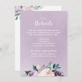 咲き誇る植物の花を飾った結婚式のカード エンクロージャーカード (正面/裏面)