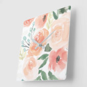 咲き誇る歓喜 | Pastel Peach スクエア壁時計 (傾斜)