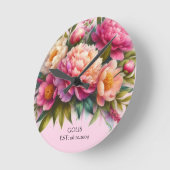 咲き誇る牡丹の新しい家の花の壁掛け時計 ラウンド壁時計 (傾斜)
