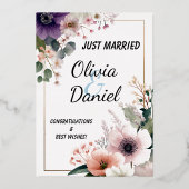 💐 咲き誇る美しい記念品 箔招待状 (正面)