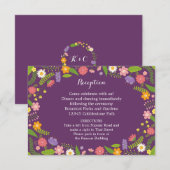 咲き誇る花のフレーム ラスティックガーデンウェディング 招待状 (正面/裏面)