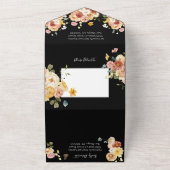 咲き誇る花園のダークでムーディーなウェディング オールインワン招待状 (外側)