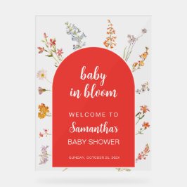 咲き誇る赤ちゃんの歓迎シャワー　野生の花 アクリルサイン