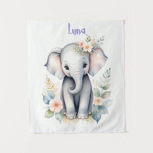 咲き誇る赤ちゃん象 タペストリー (正面)