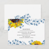 咲き誇る青い植物の結婚式の招待状 エンクロージャーカード (正面/裏面)