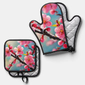 咲くさくらんぼの春 鍋つかみ&鍋敷きセット (正面/裏面)